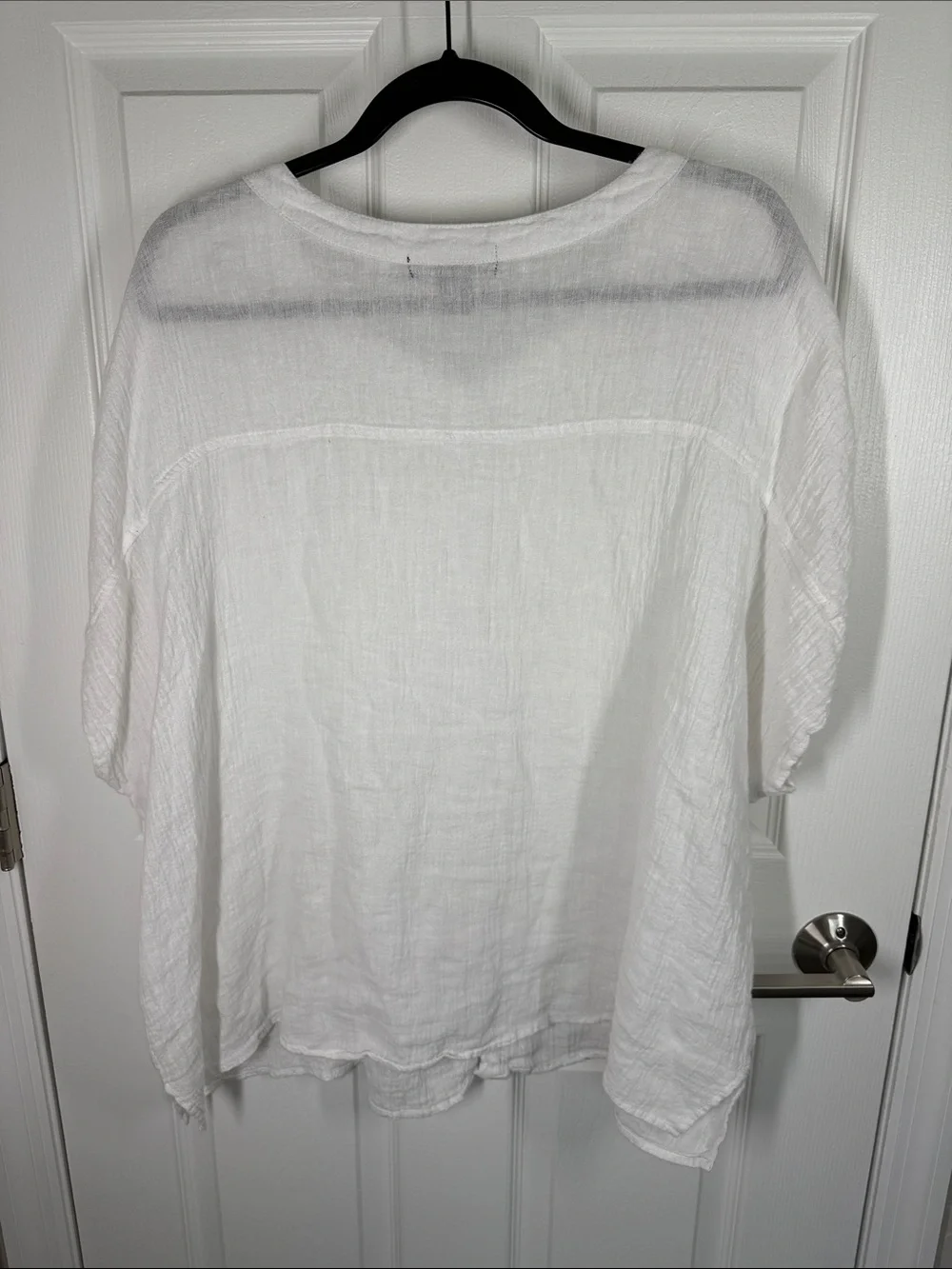 Tahari gauzy linen button down white flowy boxy oversized blouse size large